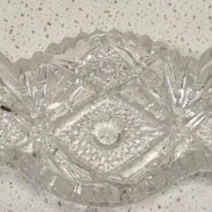 Vintage Crystal Serving Dish 8 x 4 in Home Dining Kitchen Entertaining Decor